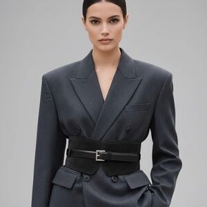 Suede Elegant Black Belted Accessory